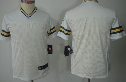 Nike Green Bay Packers Blank White Limited Kids Jersey 