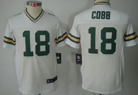 Nike Green Bay Packers #18 Randall Cobb White Limited Kids Jersey