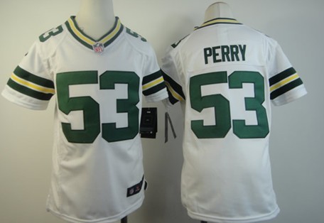 Nike Green Bay Packers #53 Nick Perry White Game Kids Jersey 