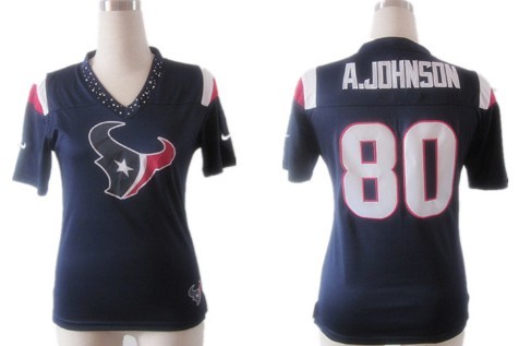 Nike Houston Texans #80 Andre Johnson 2012 Blue Womens Field Flirt Fashion Jersey 