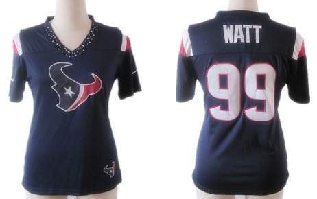 Nike Houston Texans #99 J.J. Watt 2012 Blue Womens Field Flirt Fashion Jersey 