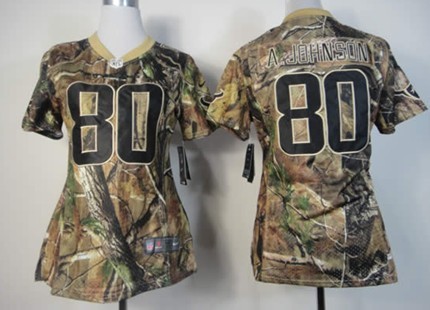 Nike Houston Texans #80 Andre Johnson Realtree Camo Womens Jersey 