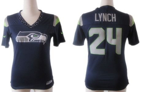 Nike Seattle Seahawks #24 Marshawn Lynch 2012 Green Womens Field Flirt Fashion Jersey 