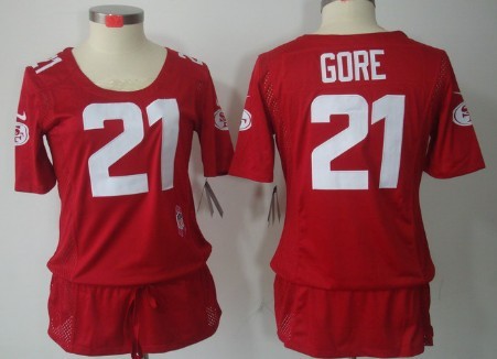 Nike San Francisco 49ers #21 Frank Gore Breast Cancer Awareness Red Womens Jersey