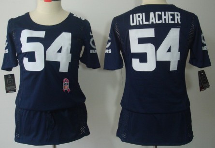 Nike Chicago Bears #54 Brian Urlacher Breast Cancer Awareness Navy Blue Womens Jersey