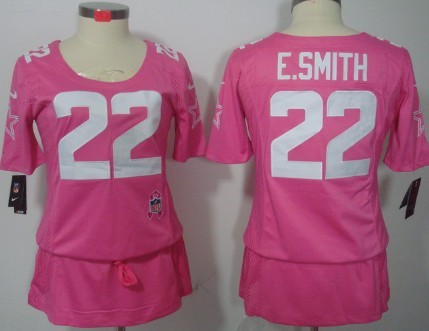 Nike Dallas Cowboys #22 Emmitt Smith Breast Cancer Awareness Pink Womens Jersey