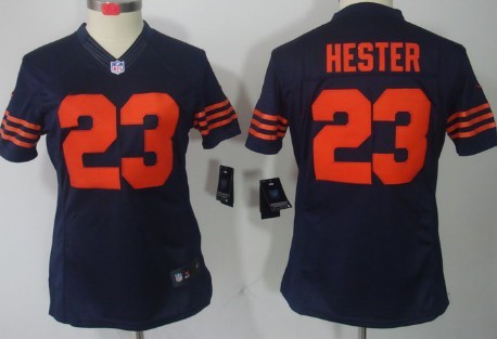 Nike Chicago Bears #23 Devin Hester Blue With Orange Limited Womens Jersey 