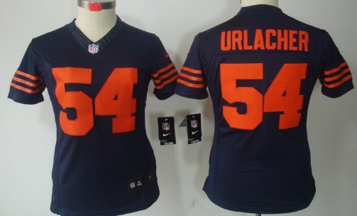 Nike Chicago Bears #54 Brian Urlacher Blue With Orange Limited Womens Jersey 