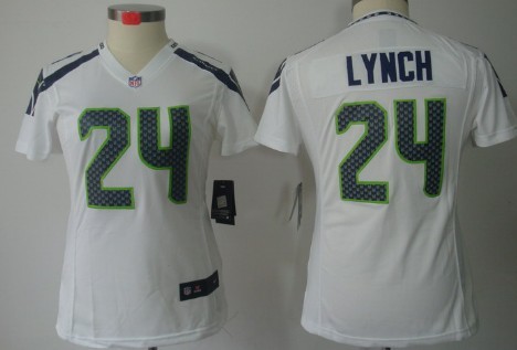 Nike Seattle Seahawks #24 Marshawn Lynch White Limited Womens Jersey 