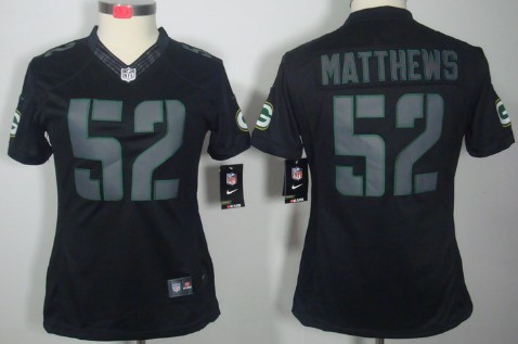 Nike Green Bay Packers #52 Clay Matthews Black Impact Limited Womens Jersey 