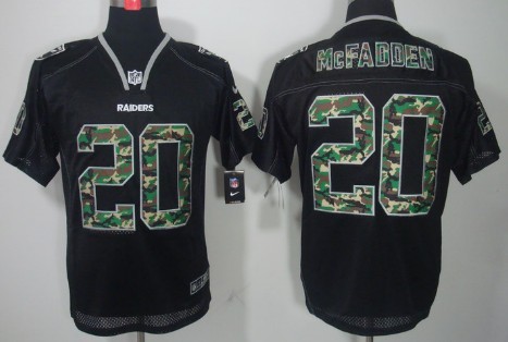 Nike Oakland Raiders #20 Darren McFadden Black With Camo Elite Jersey 