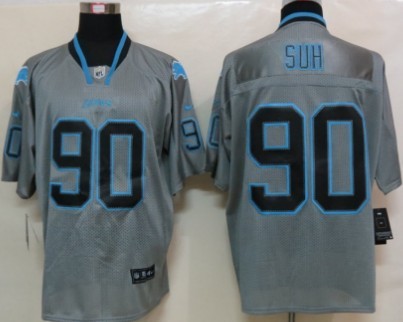 Nike Detroit Lions #90 Ndamukong Suh Lights Out Gray Elite Jersey