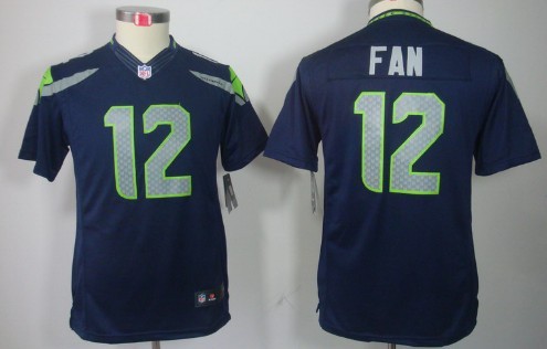 Nike Seattle Seahawks #12 Fan Navy Blue Limited Kids Jersey 