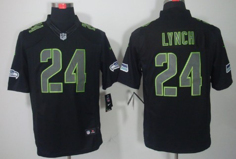 Nike Seattle Seahawks #24 Marshawn Lynch Black Impact Limited Jersey 