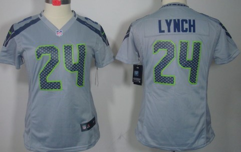 Nike Seattle Seahawks #24 Marshawn Lynch Gray Limited Womens Jersey 