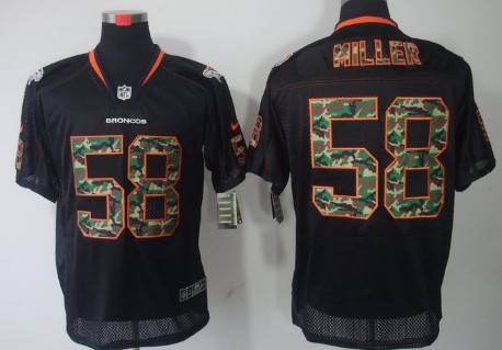 Nike Denver Broncos #58 Von Miller Black With Camo Elite Jersey