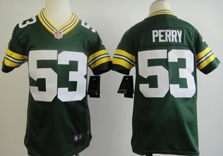 Nike Green Bay Packers #53 Nick Perry Green Game Kids Jersey 