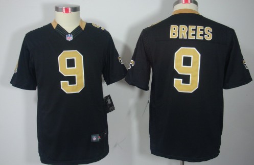 Nike New Orleans Saints #9 Drew Brees Black Limited Kids Jersey