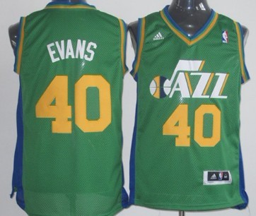 Utah Jazz #40 Jeremy Evans Green Swingman Jersey 