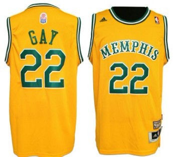 Memphis Tams #22 Rudy Gay ABA Hardwood Classic Swingman Yellow Jersey 