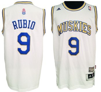 Minnesota Muskies #9 Ricky Rubio ABA Hardwood Classic Swingman White Jersey