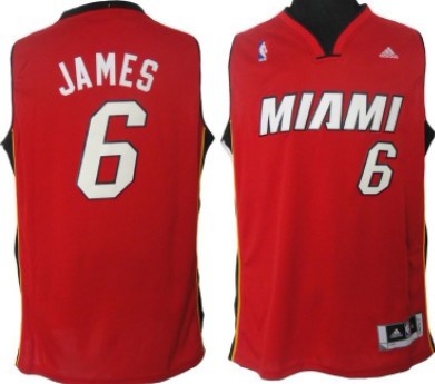 Miami Heat #6 LeBron James Revolution 30 Swingman Red Jersey