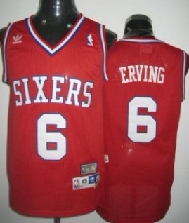 Philadelphia 76ers #6 Julius Erving Red Swingman Throwback Jersey