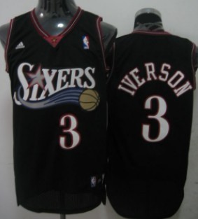 Philadelphia 76ers #3 Allen Iverson Black Swingman Jersey