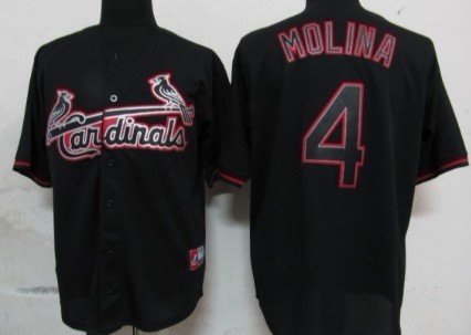 St. Louis Cardinals #4 Yadier Molina Black Fashion Jersey