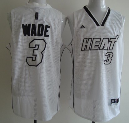 Miami Heats #3 Dwyane Wade White With Silvery Fashion Jersey 