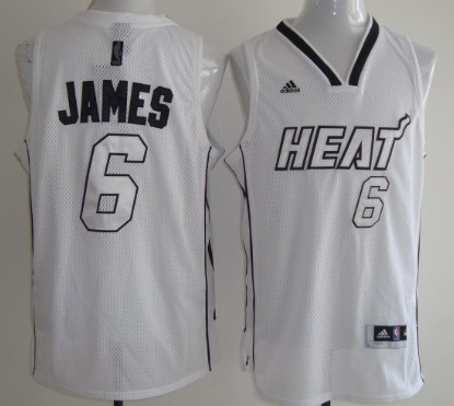 Miami Heats #6 LeBron James White With Silvery Fashion Jersey