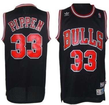 Chicago Bulls #33 Pippen Black With Bulls Swingman Throwback Jersey 