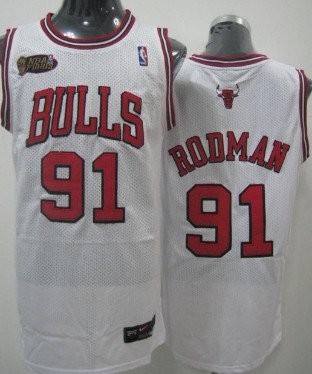 Chicago Bulls #91 Dennis Rodman White Swingman Jersey 