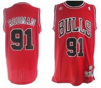 Chicago Bulls #91 Dennis Rodman Red Swingman Throwback Jersey 