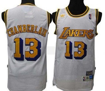 Los Angeles Lakers #13 Wilt Chamberlain White Swingman Throwback Jersey 