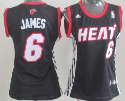 Miami Heat #6 LeBron James Black Womens Jersey