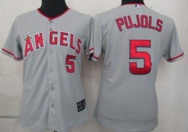 LA Angels of Anaheim #5 Albert Pujols Gray Womens Jersey 