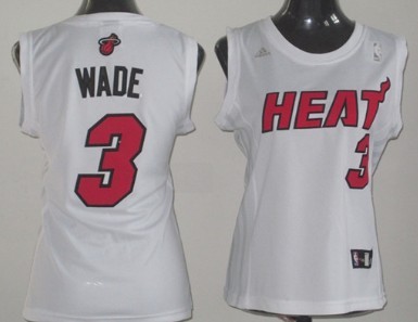 Miami Heat #3 Dwyane Wade White Womens Jersey