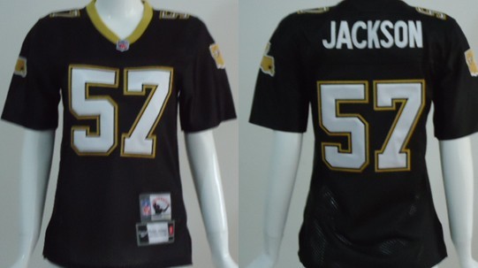 New Orleans Saints #57 Rickey Jackson Black Throwback Womens Jersey