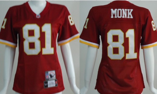 Washington Redskins #81 Art Monk Red Throwback Womens Jersey