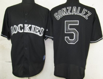 Colorado Rockies #5 Carlos Gonzalez Black Fashion Jersey