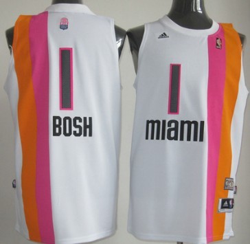 Miami Floridians #1 Chris Bosh ABA Hardwood Classic Swingman White No Holes Jersey 