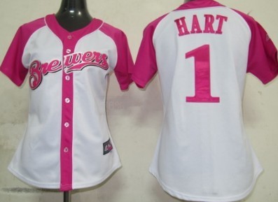 Milwaukee Brewers #1 Corey Hart 2012 Fashion Womens by Majestic Athletic Jersey 