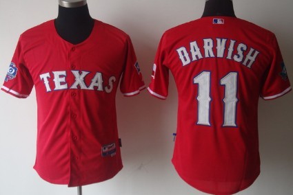 Texas Rangers #11 Yu Darvish Red 40TH Kids Jersey 