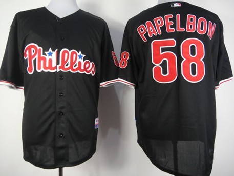 Philadelphia Phillies #58 Jonathan Papelbon Black Jersey 