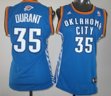 Oklahoma City Thunder #35 Kevin Durant Blue Womens Jersey