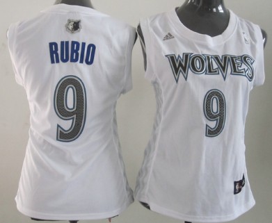 Minnesota Timberwolves #9 Ricky Rubio White Womens Jersey