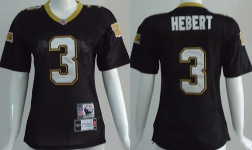 New Orleans Saints #3 Bobby Hebert Black Throwback Womens Jersey