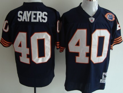 Chicago Bears #40 Gale Sayers Blue Throwback With Bear Patch  Jersey 