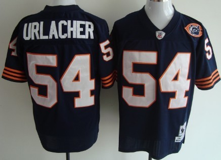 Chicago Bears #54 Brian Urlacher Blue Throwback With Bear Patch Jersey 